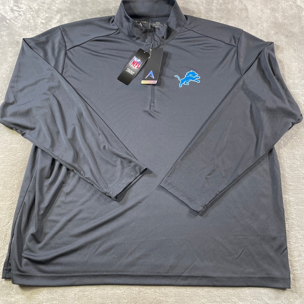 Detroit Lions Quarter Zip Pullover Antigua Mens XXL Gray NFL Football Fan